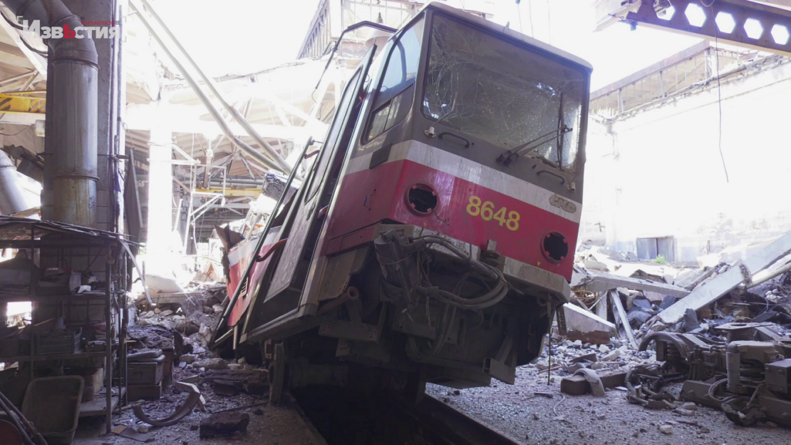 Уничтоженный рашистами трамвайный парк Харькова (видео)