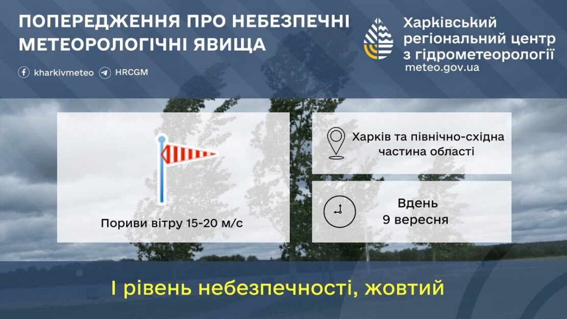 У Харкові оголосили штормове попередження через шквальний вітер