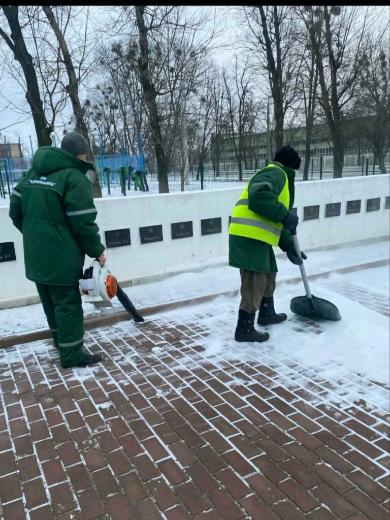 Комунальники прибирають сніг у дворах і на тротуарах (фото)