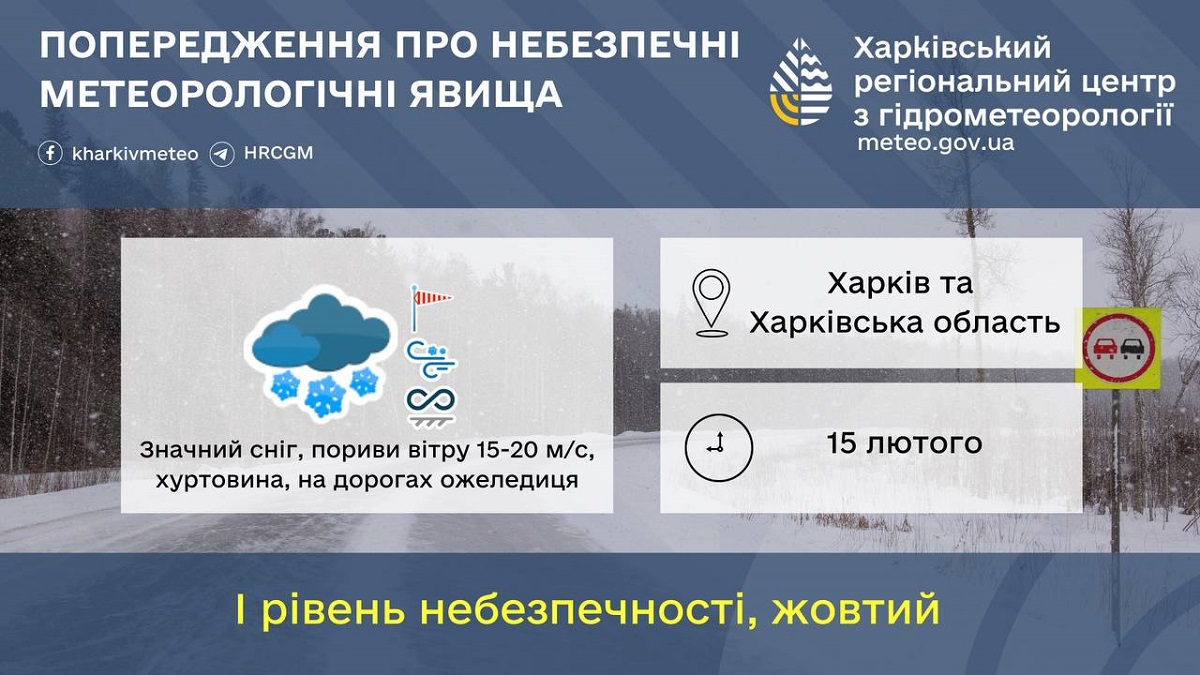 На Харківщині очікується значний сніг та ожеледиця