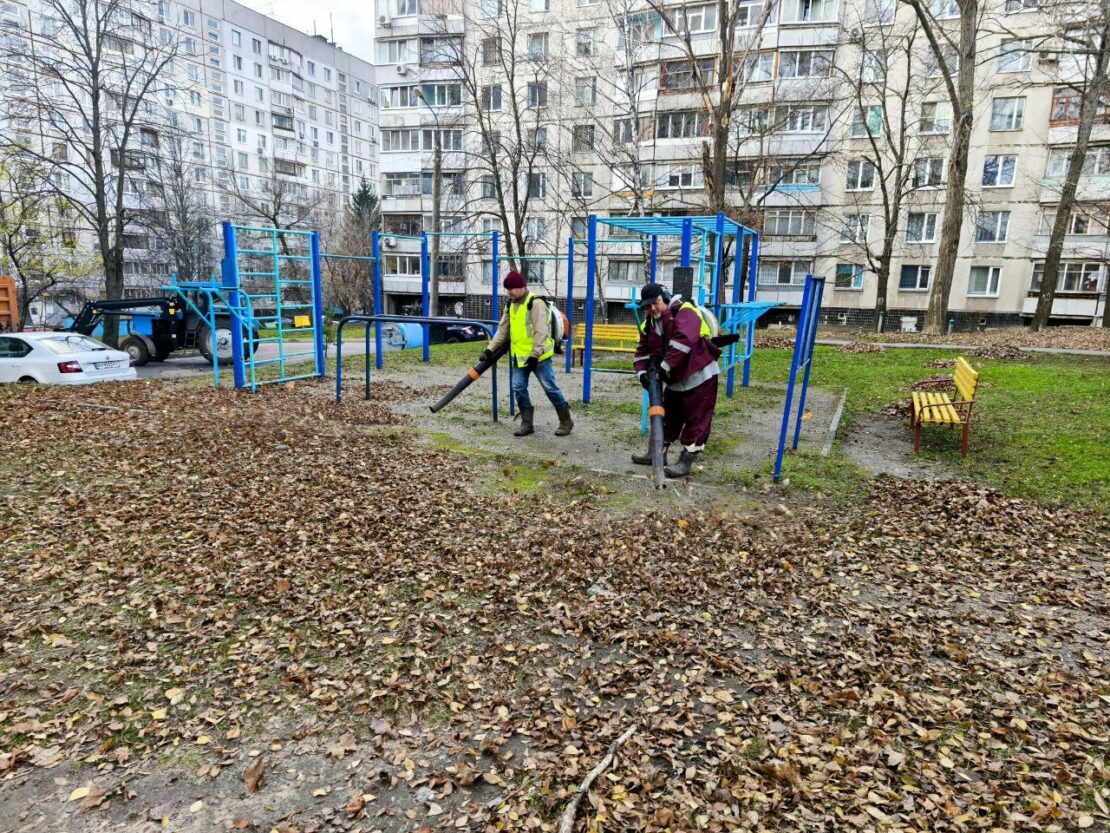 У всіх районах Харкова прибирають листя (фото)