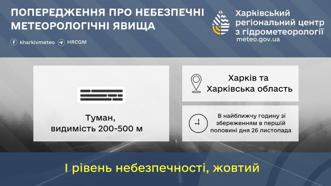 Синоптики попереджають про туман на Харківщині