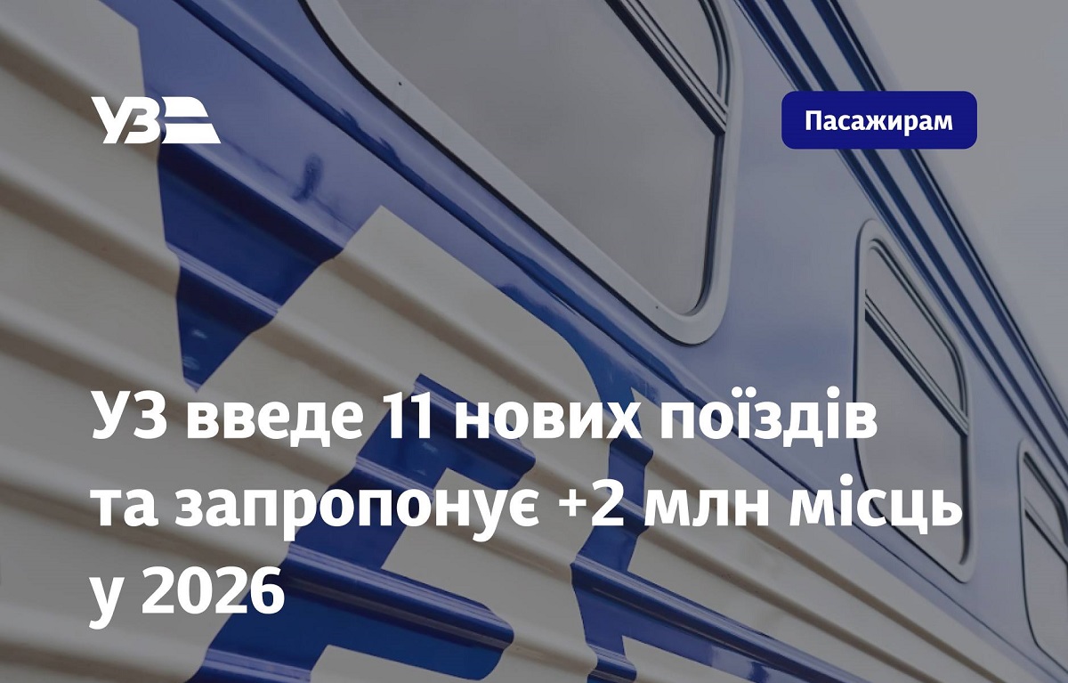 Наступного року Укрзалізниця введе 11 нових поїздів