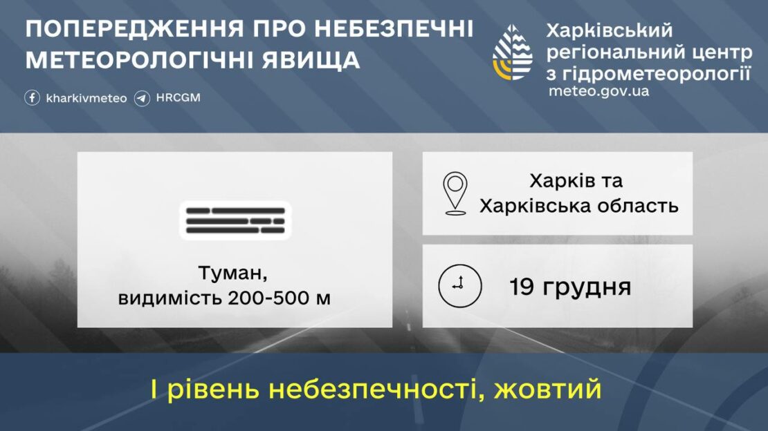На Харківщині прогнозують туман і погану видимість на дорогах