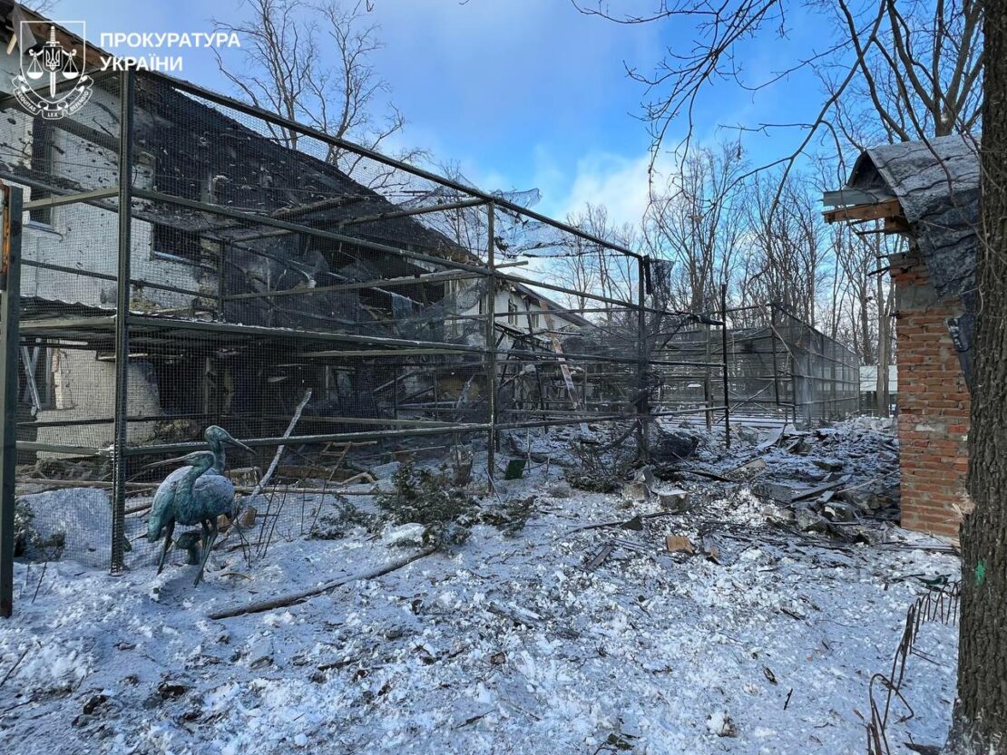 Наслідки ворожого удару по екопарку під Харковом (фото)