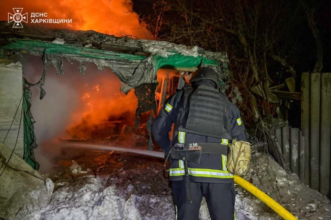 Три пожежі сталися у новорічну ніч на Харківщині через атаку БпЛА — ДСНС
