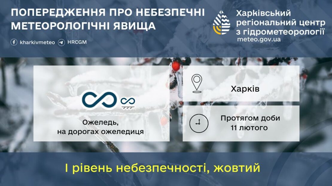 Водіїв попереджають про сильну ожеледицю у Харкові