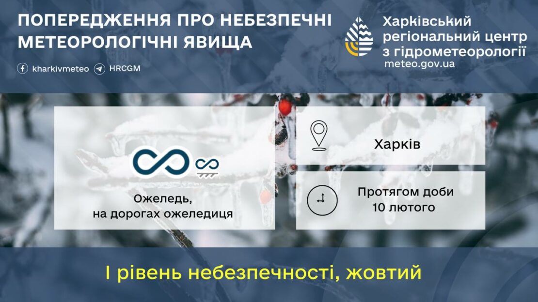 Харківських водіїв попереджають про ожеледицю на дорогах