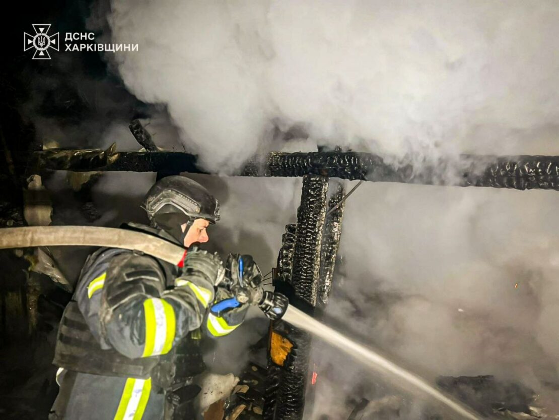На Харківщині під час гасіння пожежі врятували собаку (фото)