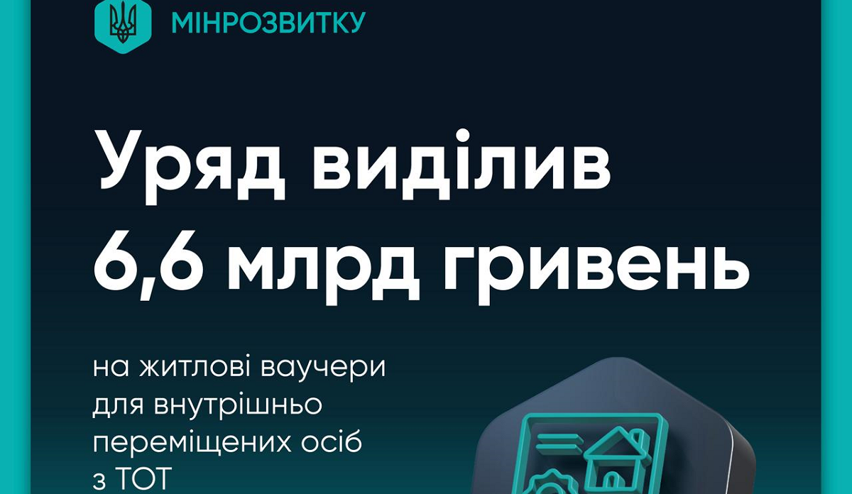 Уряд виділив 6,6 млрд грн на житлові ваучери для ВПО із ТОТ