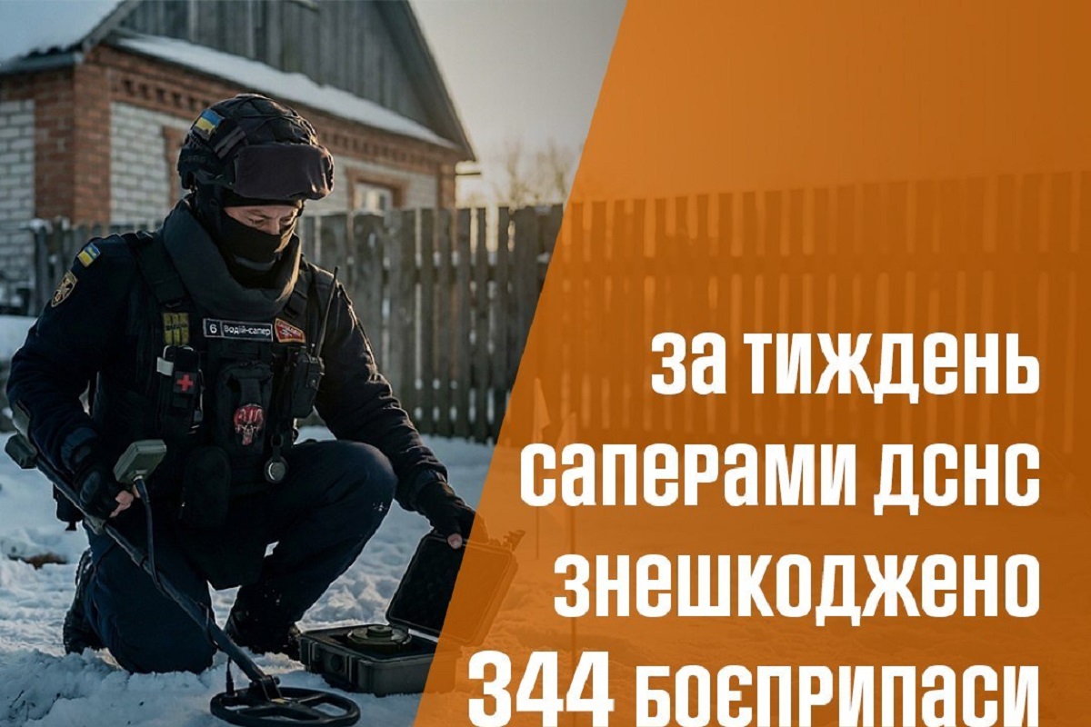 Протягом тижня на Харківщині сапери ДСНС знищили 344 ворожі боєприпаси