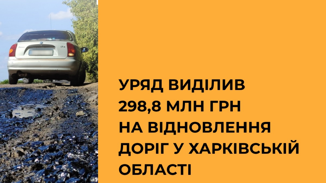 Уряд виділив 298,8 млн грн на відновлення доріг у Харківській області