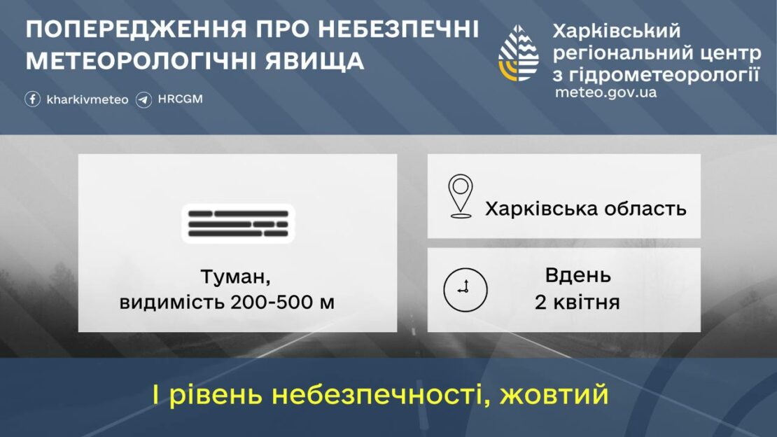 Синоптики попереджають про туман та обмежену видимість на Харківщині