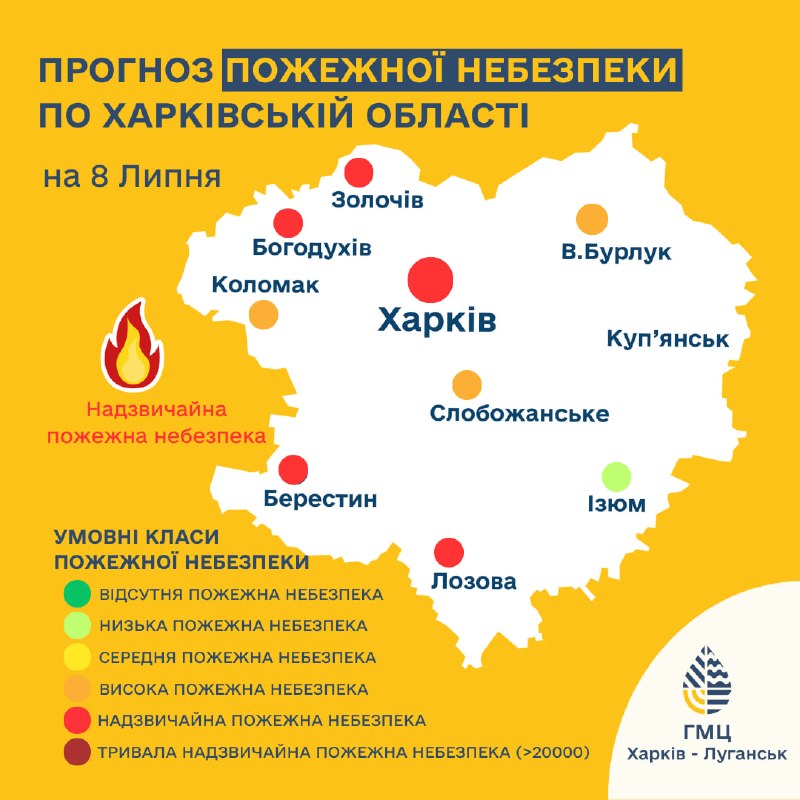 Жителів Харківщини попереджають про пожежну небезпеку